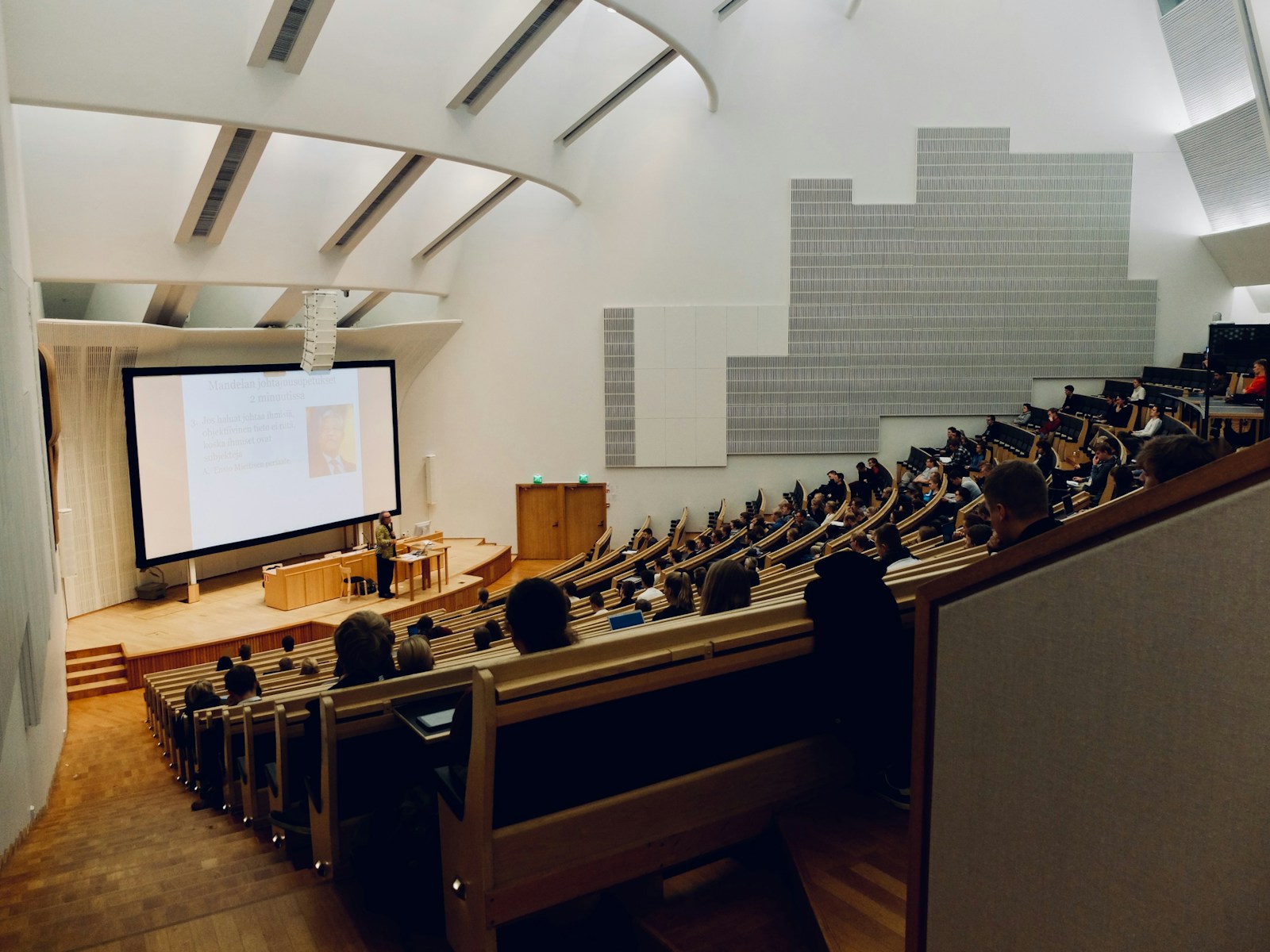 Researchers in a lecture hall